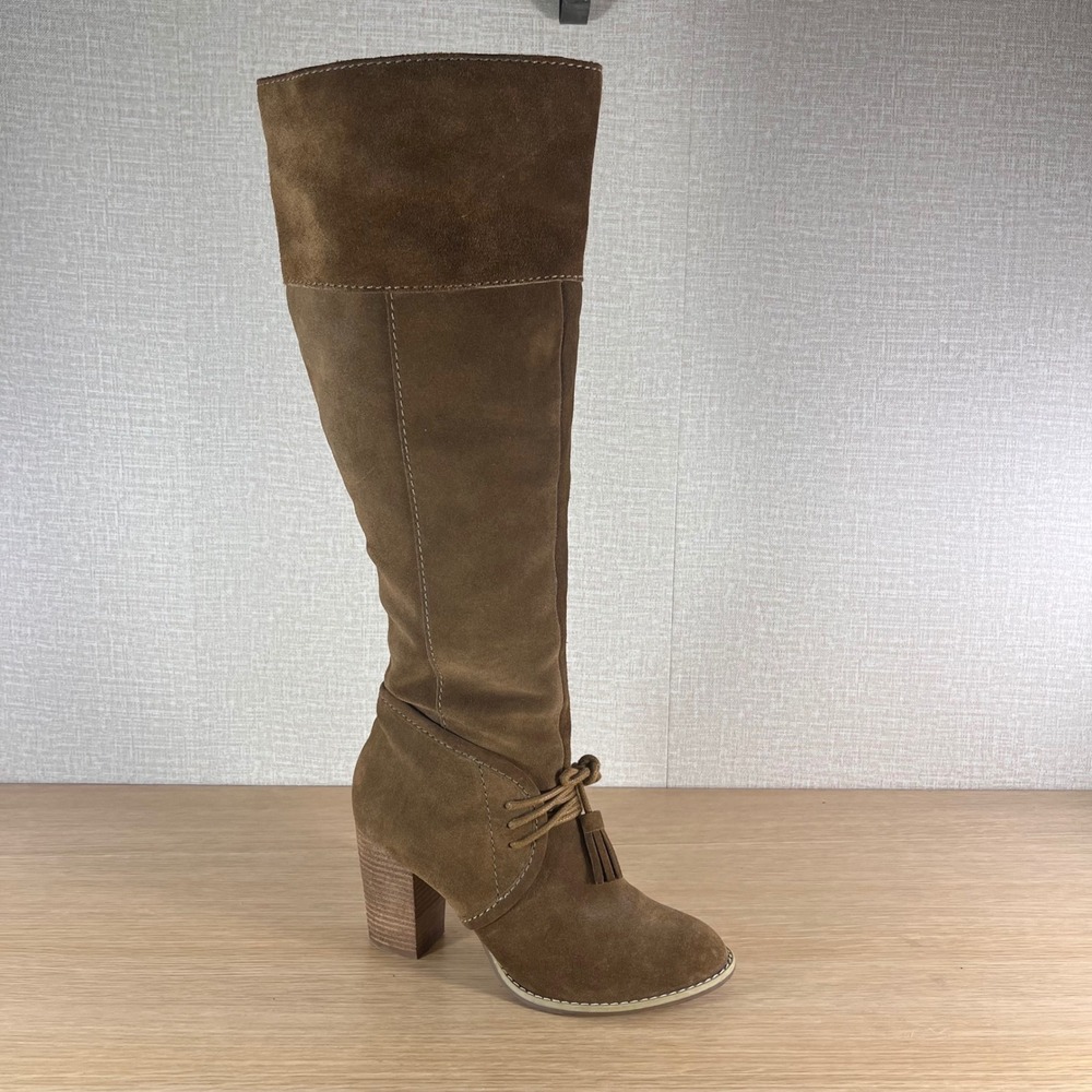 Limited Collection Brown Suede Tall Boots Lace Up Tassel Equestrian 70s Size 6